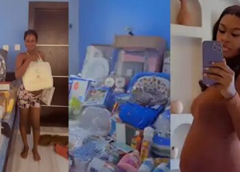 “Omo for this economy” – Pregnant woman sparks mixed reactions after showing off baby items worth N1.8 Million