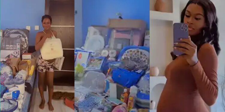 “Omo for this economy” – Pregnant woman sparks mixed reactions after showing off baby items worth N1.8 Million