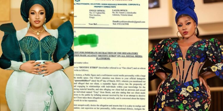 Destiny Etiko takes legal action against Queeneth Hilbert over boyfriend snatching allegations