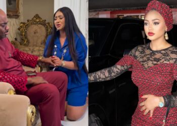 “Na because you be senator wife”-  Regina Daniels shares moment from movie set as crew members kneel down in respect for her