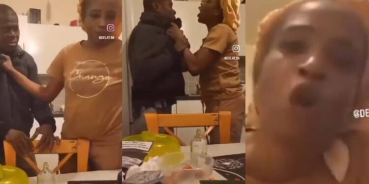 “Some men are going through a lot”- Wife b£ats husband as daughter watches and agrees he’s at fault (Video)